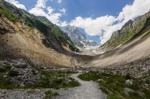 River near Chalaadi glacier in Caucasus mountains, Georgia